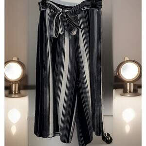 Passports Women's Size XL Navy/White Capri pants Elastic Waist Belted